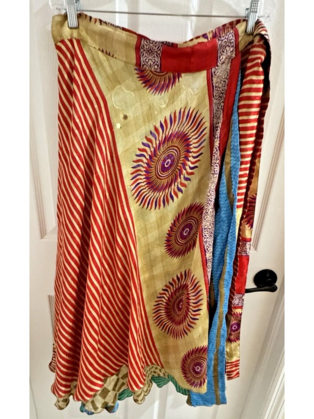 Darn Good Yarn Sari Silk Wrap Skirt Ankle Length Goddess 22-26 NWT
